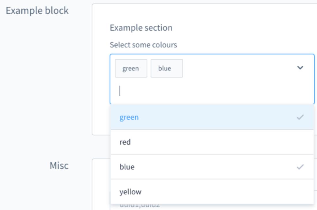 Example of a custom multi-select field